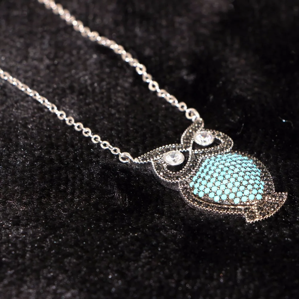 HeeZen синие Австрийские кристаллы сова макси бохо Длинные бантики ожерелья и