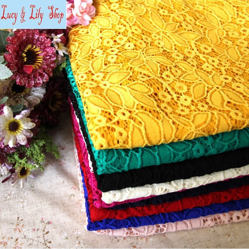 

8%Spandex stretch lace fabric colorful allover leaves blue green red lace fabric material 5 yards/lot