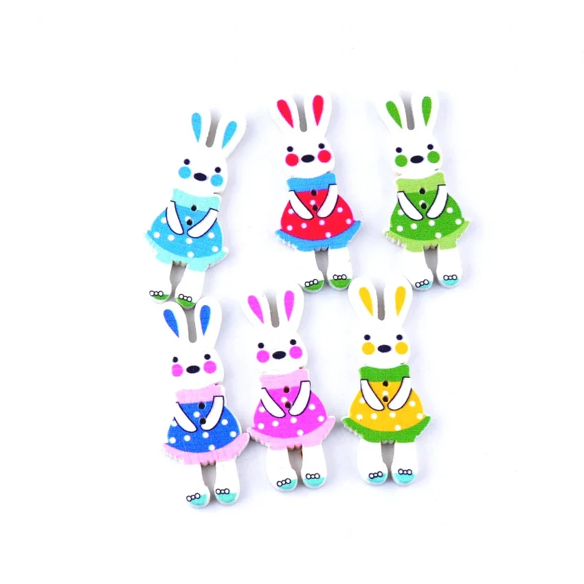 Розничная продажа 10 шт. случайный смешанный милый кролик животные 2 отверстия