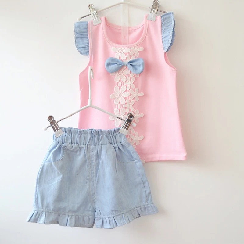 2018 новые летние комплекты одежды для маленьких девочек детской из 2 предметов