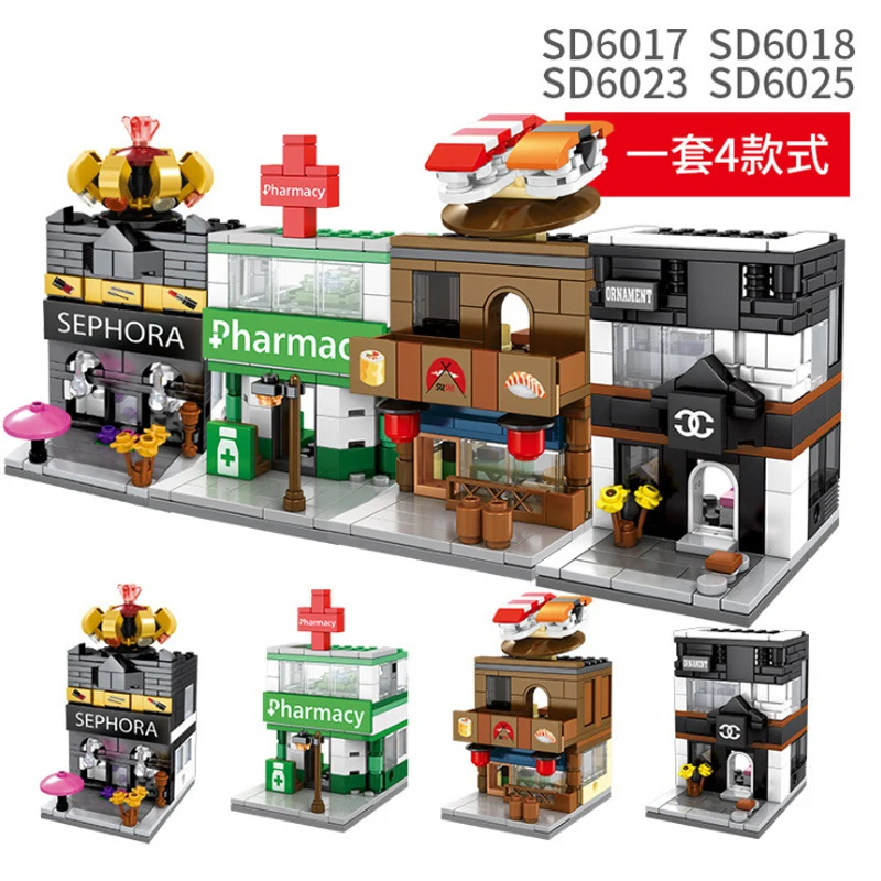 4 шт./лот детские строительные блоки игрушки совместимые с Legoingly city Mini City Street View Shop