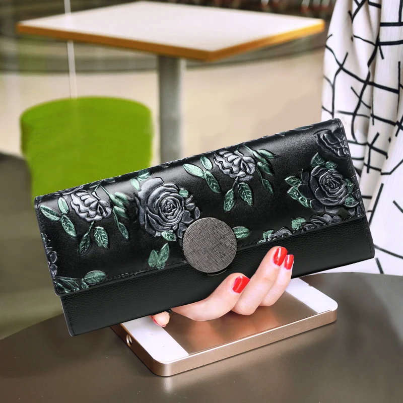 Модный Топ кожаный чехол для женщин банкетный клатч кошелек цветочный узор