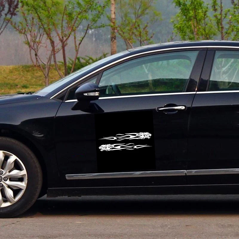 2 шт. стикер для автомобиля 22*3 см стильный тигр пламя на автомобиле забавные