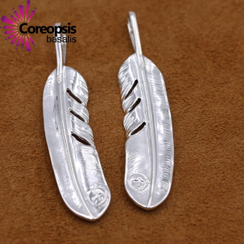 925 sterling silver Jewelry Thai Silver Work Korean version of men and women gaoqiao light feather pendant sweater chain | Украшения и