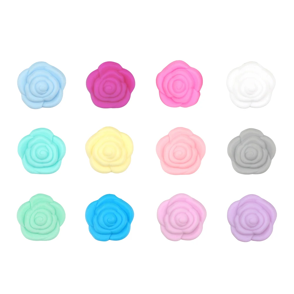 Mix color TYRY. HU, 15 шт., жемчужные Силиконовые Цветы, Детские Прорезыватели для зубов, грызунов, бусины, Bebe, жевательные ювелирные изделия, детские игрушки, сделай сам, Детские Прорезыватели - Цвет: Mix color