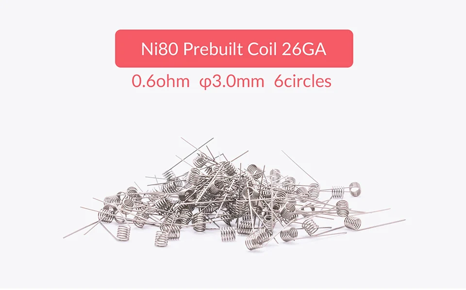Ni80 26GA 100pcs Volcanee 100 шт./упак. A1 SS316 Ni80 катушки провода свертываясь спиралью готовые катушки сопротивления, 22, 24, 26 28 30GA нагревательная катушка проволоки для Vape электронная сигарета - Цвет: Ni80 26GA 100pcs