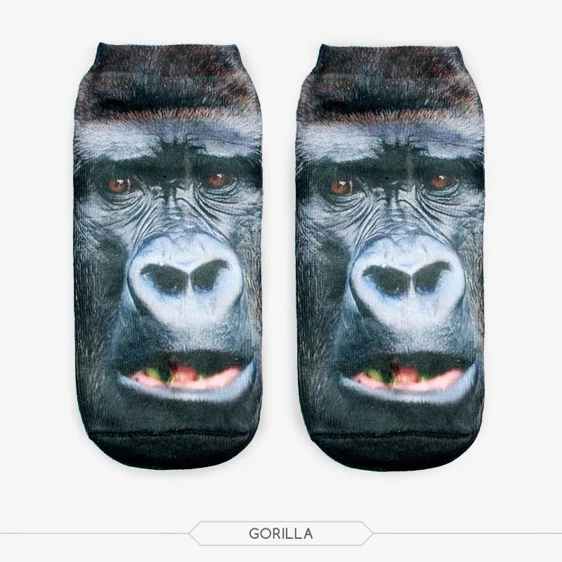 Низкие носки 2016 модные женские короткие с принтом животных gorilla|sock supplier|sock pouchsock