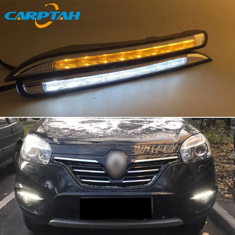 Светодиодный дневной светильник для Renault Koleos 2011 2014 Водонепроницаемый 12V желтый