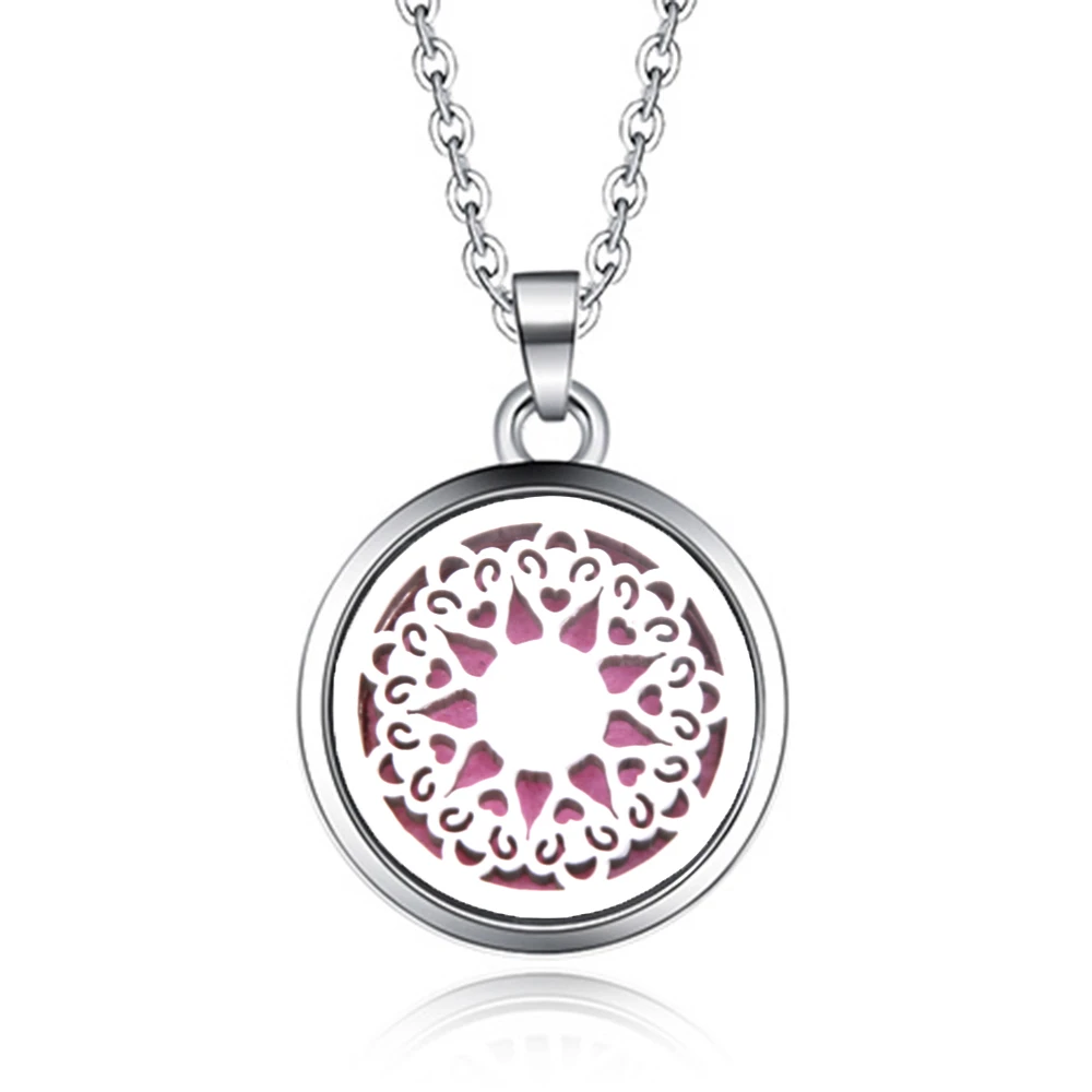 

Stainless Steel Smiley pattern Aroma Pendant Necklace Magnetic Aromatherapy Essential Oil Diffuser Box Locket Pendant Jewelry