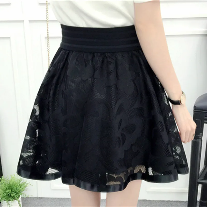 2021 New Spring Summer Women Black Mini Skirt Korean Elastic High Waist Skirt Shorts Sweet Mesh Tulle Umbrella Skirt Falda Tul