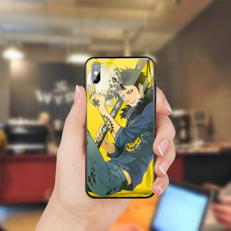One piece Trafalgar Law логотип закаленное стекло Чехлы для мобильных телефонов Чехол iPhone 5