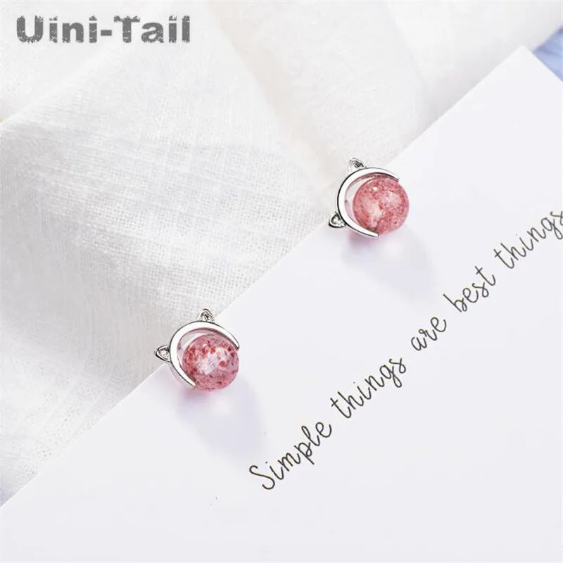 Горячая новинка серьги Uini-Tail с кошачьими ушками из искусственного серебра