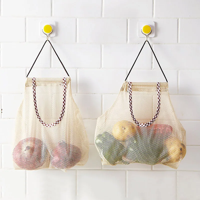 

Reusable Grocery Produce Bags Cotton Mesh Ecology Market String Net Shopping Tote Bag Kitchen Fruits Vegetables Hanging Bag