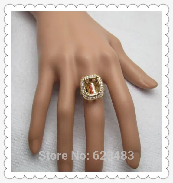 

Free Shipping Emerald Cut 11.4X13.5mm 14k Yellow Gold Engagement Wedding Ring