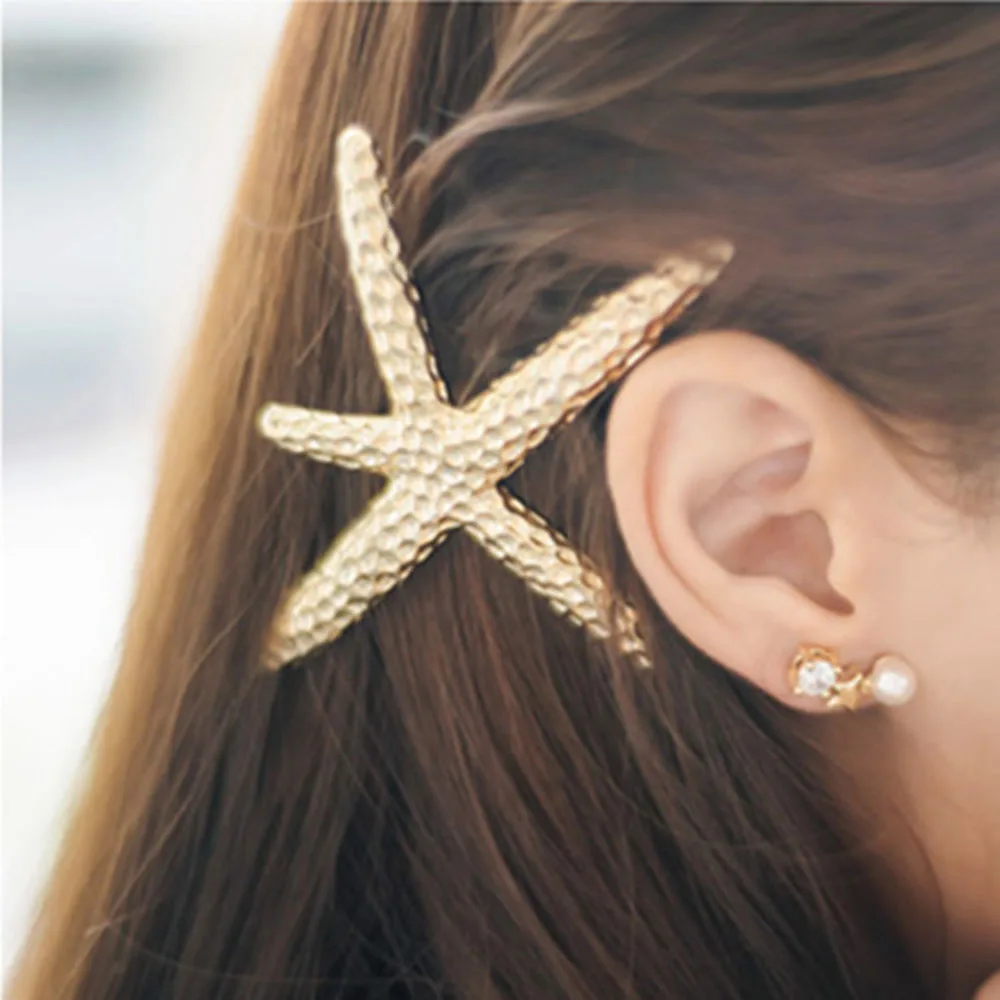 Hot Sale Fashion Women Beach Coral Starfish Hair Clip Barrette Hair Pin Bobby Pin Headwear Hair Accessories Free Shipping
