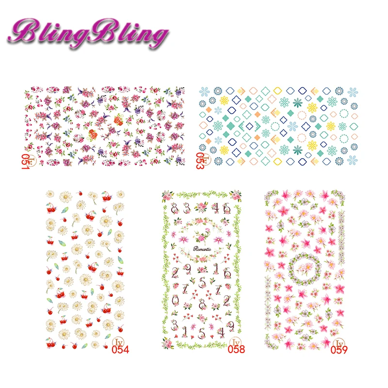Ультратонкая клеющаяся новый дизайн ногтей 2018 наклейки 3D красочный цветок DIY