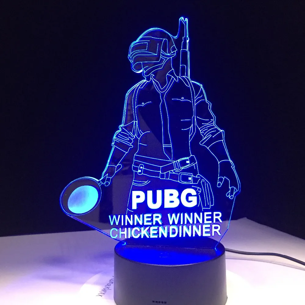 Куриный обед победитель PUBG FPS игровой плеер Unknown's Battlegrounds 3D лампа 7 цветов