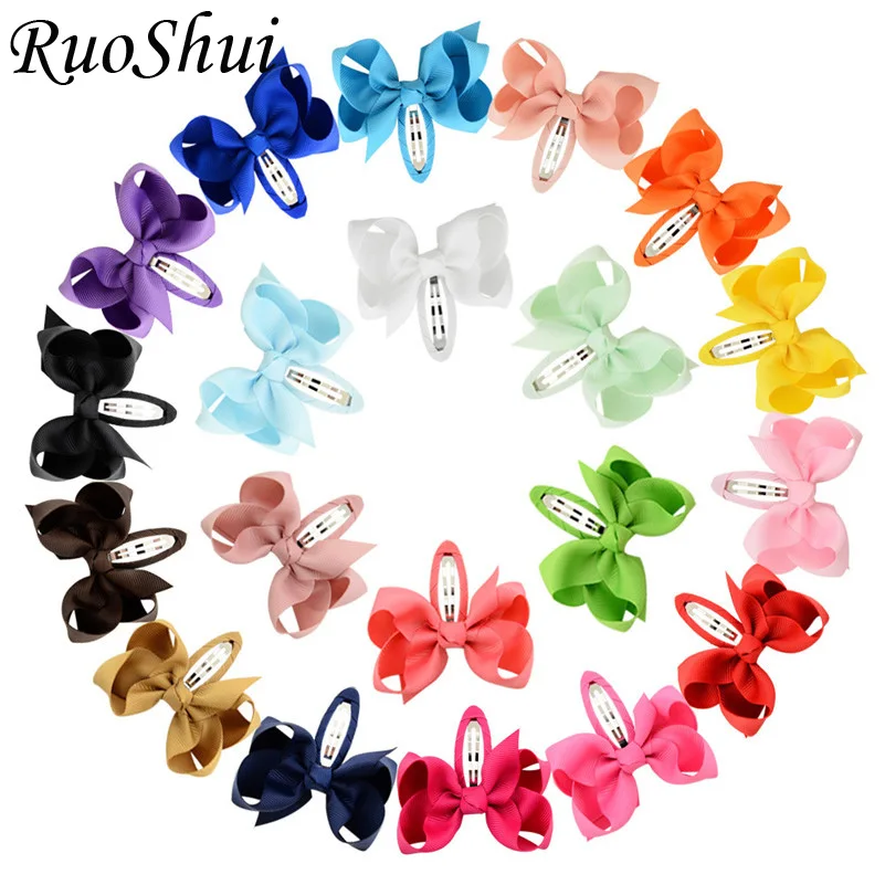 

2PC 2.75 Inch Grosgrain Ribbon Hair Bows for Girls Kids Soild Handmade Bowknot Hair Clip BB Clips Kids Hairpins Hair Accessories