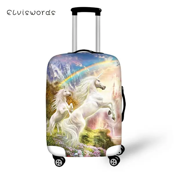 CDWX2620LMS ELVISWORDS мультяшный защитный чехол для чемодана с рисунком радужной лошади эластичный Пыленепроницаемый Чехол водонепроницаемые аксессуары для багажа - Цвет: CDWX2620LMS