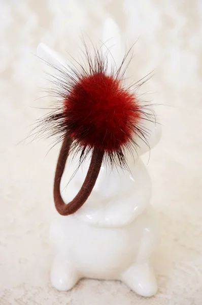 Lovely Baby Headwear Artificial Circle Hair Rope Faux Rabbit Fur Single Ball Ponytail Plush Elastic Bands TS-34 | Тематическая