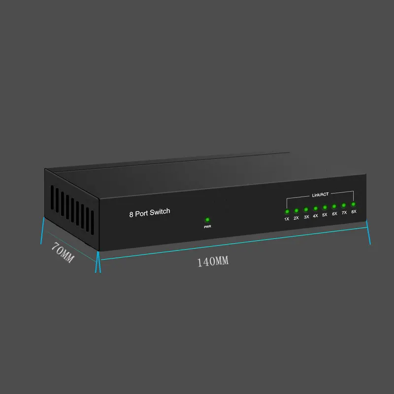 8 Порты и разъёмы Gigabit Ethernet коммутатор для рабочего стола RJ45 RTL8370 Чипсет 10/100/1000