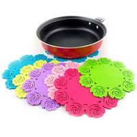 silicone rose flower kitchen dining table decortion heat insulation resistant mat pad cup holder coaster placemat