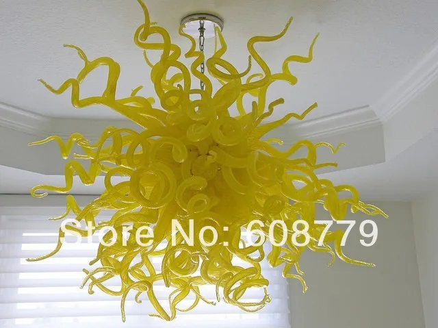 

Modern Design Hand Blown Art Deco Chandeliers In Yellow