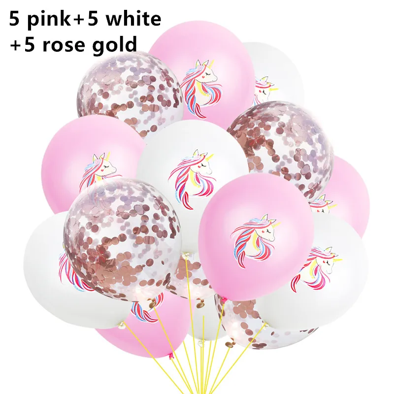 3 rose gold 1 комплект Гавайский Единорог вечерние Fiesta вечерние шарики, День подарков будущей матери для дня рождения, свадьбы украшение для вечеринки AnniversaireComunion Decoracion - Цвет: 3 rose gold