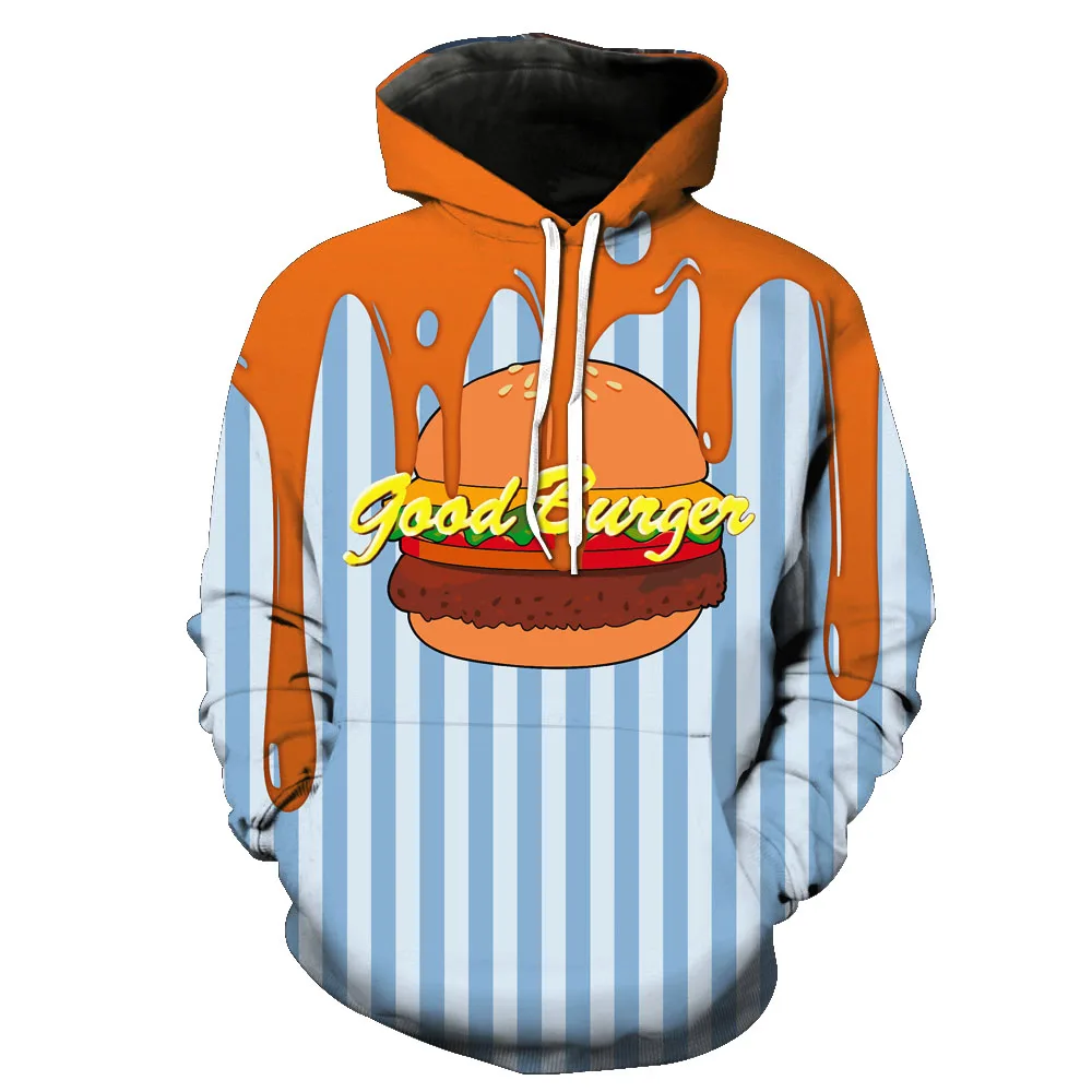 

2019 New Fashion Sweatshirt Men / Women 3d Hoodies Print Burger fries fast food Slim Unisex Slim Stylish Hooded Hoodies
