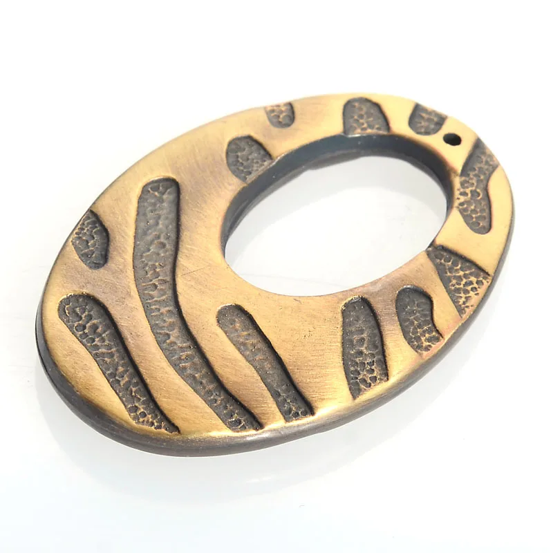 25 шт., Новое поступление, 30x42 мм, рифленая гофрированная щетка для волос, Плоская овальная, античный дизайн, очаровательные бусины для самостоятельного изготовления ювелирных изделий