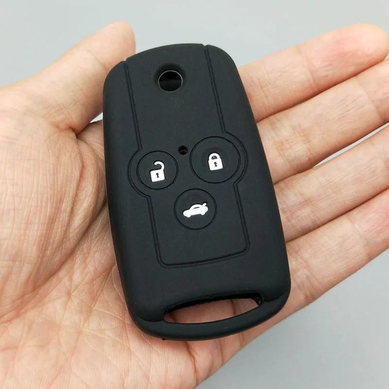 black Для Honda для Accord Civic Pilot CRV для Acura Spirior 3 кнопки флип-пульт дистанционного управления защитный силиконовый резиновый чехол для автомобильных ключей - Название цвета: black