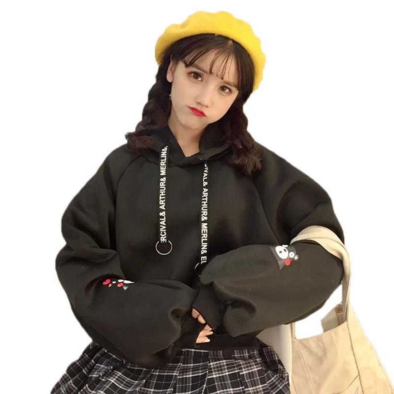 Женская толстовка с капюшоном Harajuku модная свободная бархатная Толстовка принтом