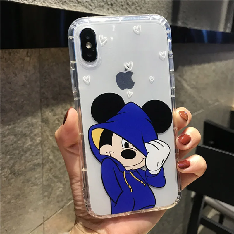 Mickey Blue Мягкий чехол для телефона с милым рисунком Микки и Минни для iphone 11Pro XR XS MAX 6 6s 8X7 Plus, прозрачный противоударный чехол из ТПУ для iphone 7 8 - Цвет: Mickey Blue