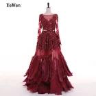 Женское вечернее платье It's yiiya, красное платье до пола с длинными рукавами, блестками и золотым поясом на лето 2020