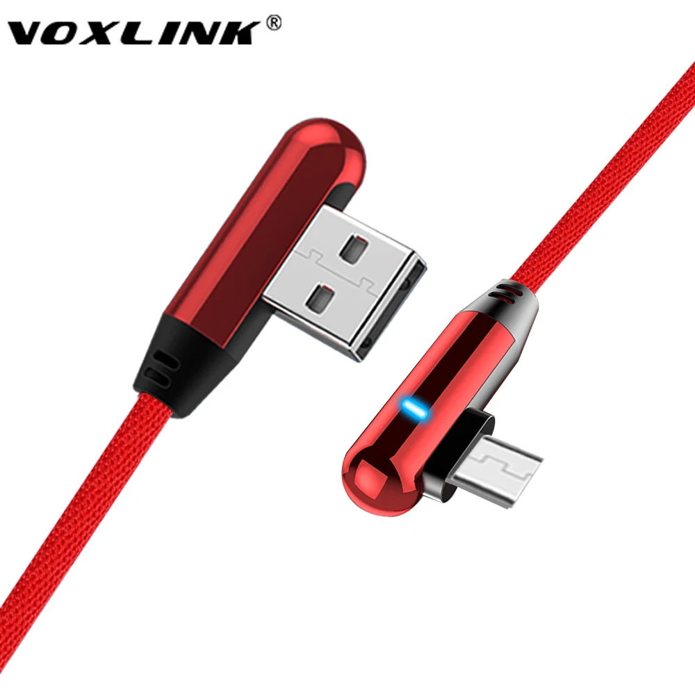 Кабель Micro USB VOXLINK 90 градусов кабель для быстрой зарядки Samsung/xiaomi/lenovo/huawei/HTC/Meizu