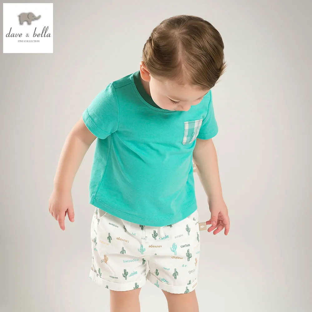 DB5124 dave bella summer baby boys clothing set kid green sets child's infant clothes children costumes cool suit |