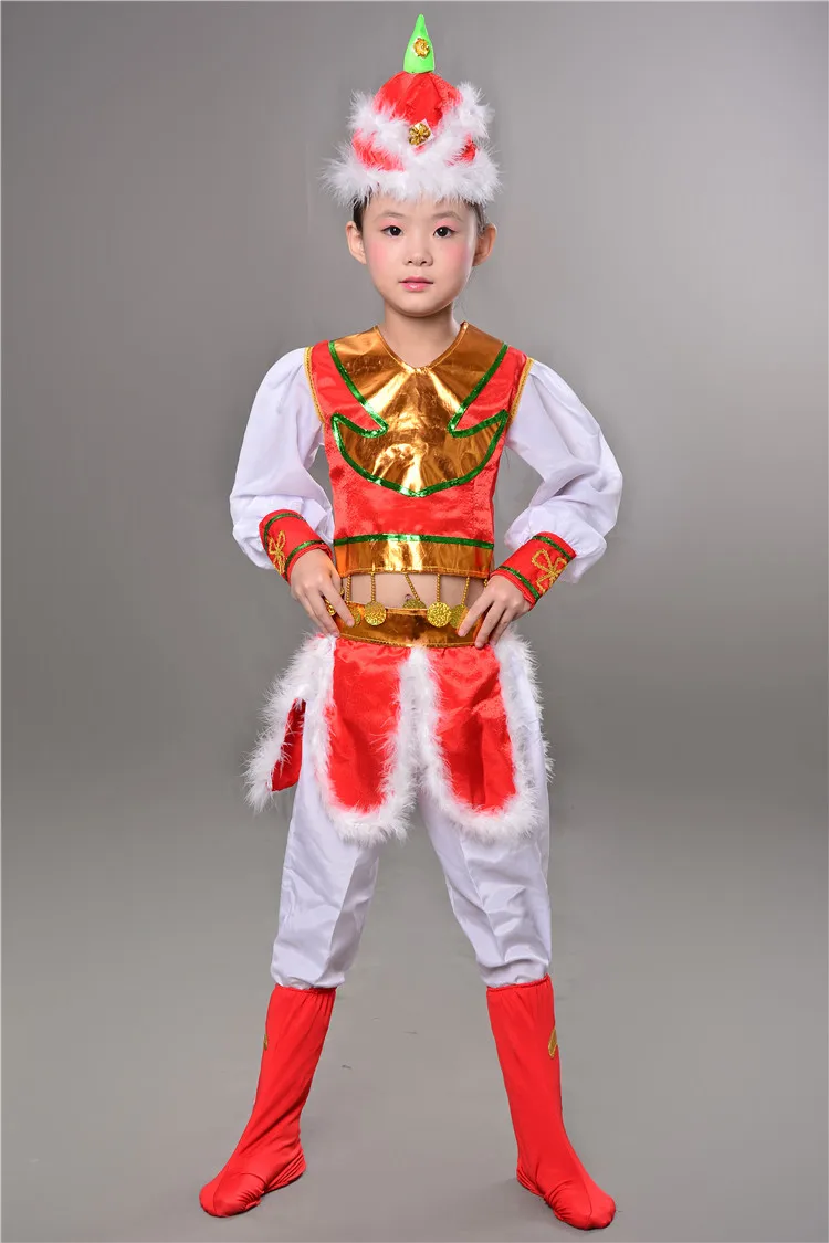 Cantata Mongolia Ethnic Minorities Children Chinese Dance Performanc Costume Traditional Folk Dancing Clothes for Boys Girls |