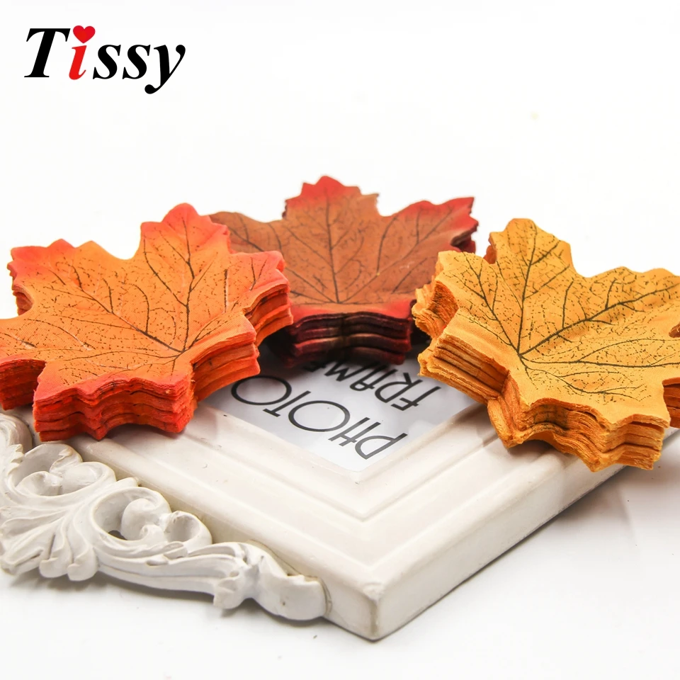 9CM 100Pcs Artifical Maple Leaves Fake Autumn Fall Leaf Wedding Party Decoration Craft Art Home Bedroom Wall Book Decor | Дом и сад