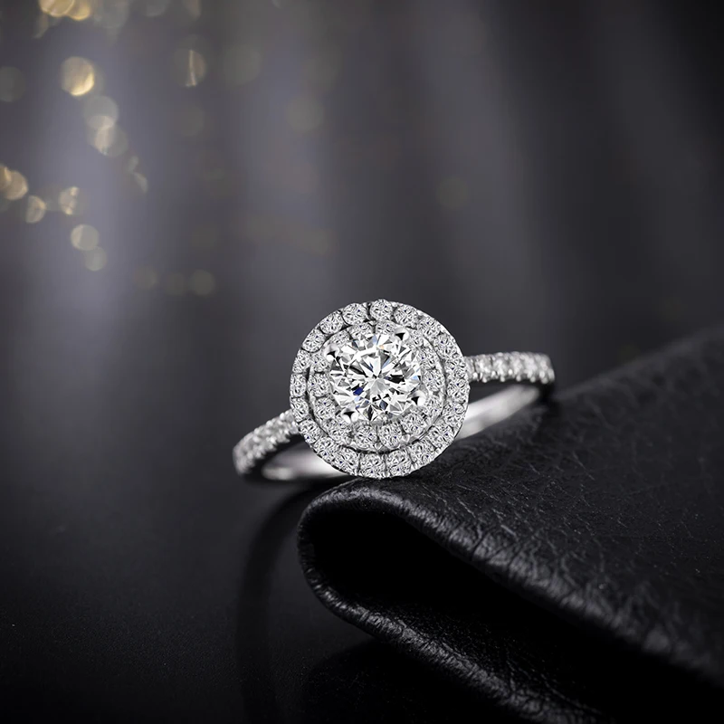 LOVERJEWELRY однотонные 14 к белое золото круглая форма сверкающие бриллианты