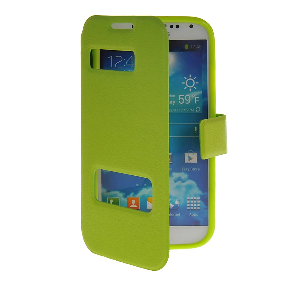 Двойные окно из искусственной кожи 5.0For samsung Galaxy S4 чехол для samsung Galaxy S4 I9500 I9505 I9508 чехол для задней панели сотового телефона чехол