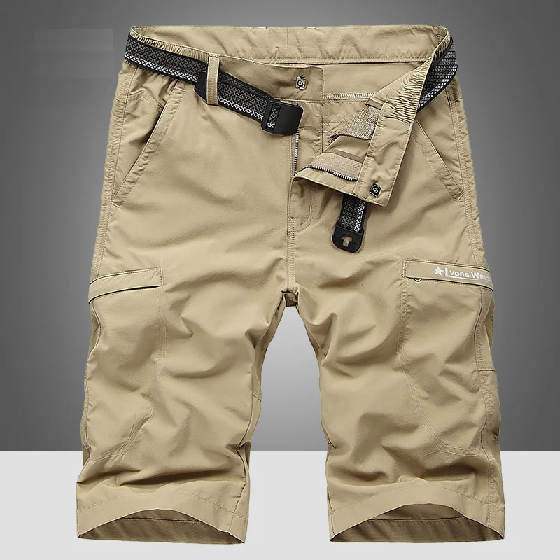 Khaki IFRICH быстросохнущие шорты мужские повседневные короткие штаны мужские s летние дышащие Модные Бермуды мужские красные Большие размеры 4XL - Цвет: Khaki