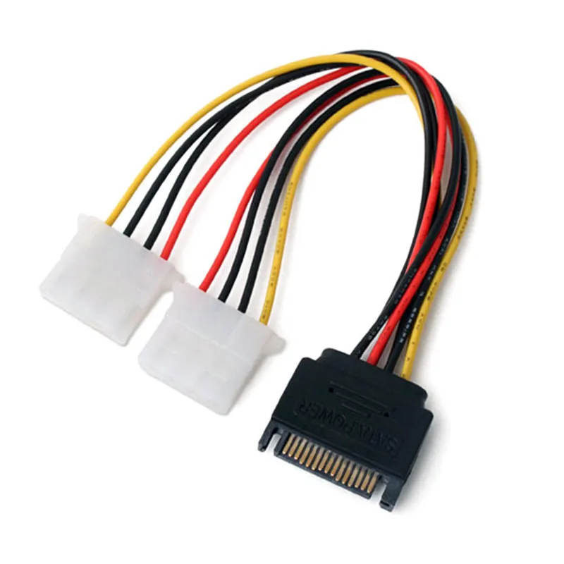 Кабель для жесткого диска с 15 контактами SATA папа 2 разъема 4 контакта Molex мама IDE