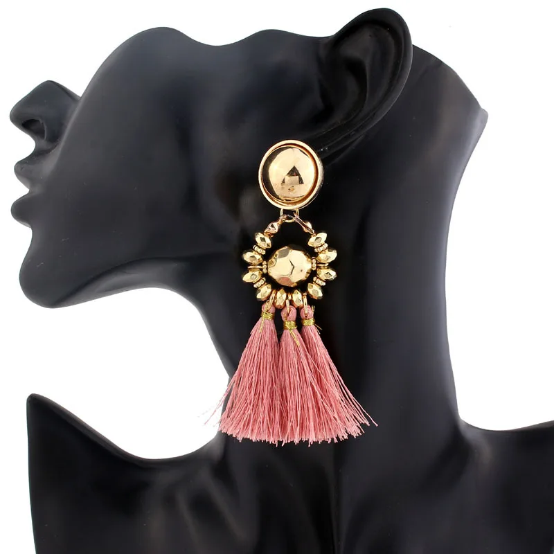 DANZE Ethnic Colorful Long Tassel Earrings For Women Classic Gold color Bead string Hanging Wholesale | Украшения и аксессуары