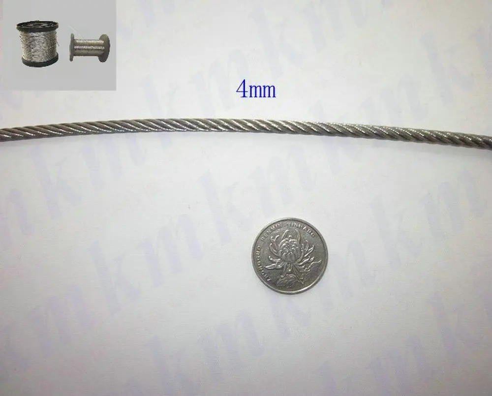 316 Marine Grade Stainless Steel Wire Rope 7X19 Structure 4MM Diameter Lifting Cable