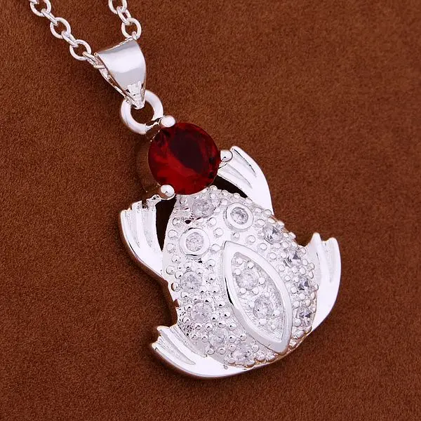 XL-AN993 Hot Sale Free Shipping Silver Fine Jewelry Wholesale 925-Sterling-Silver Charms Fashion Frog Inlaid Red Stone Pendants | Украшения