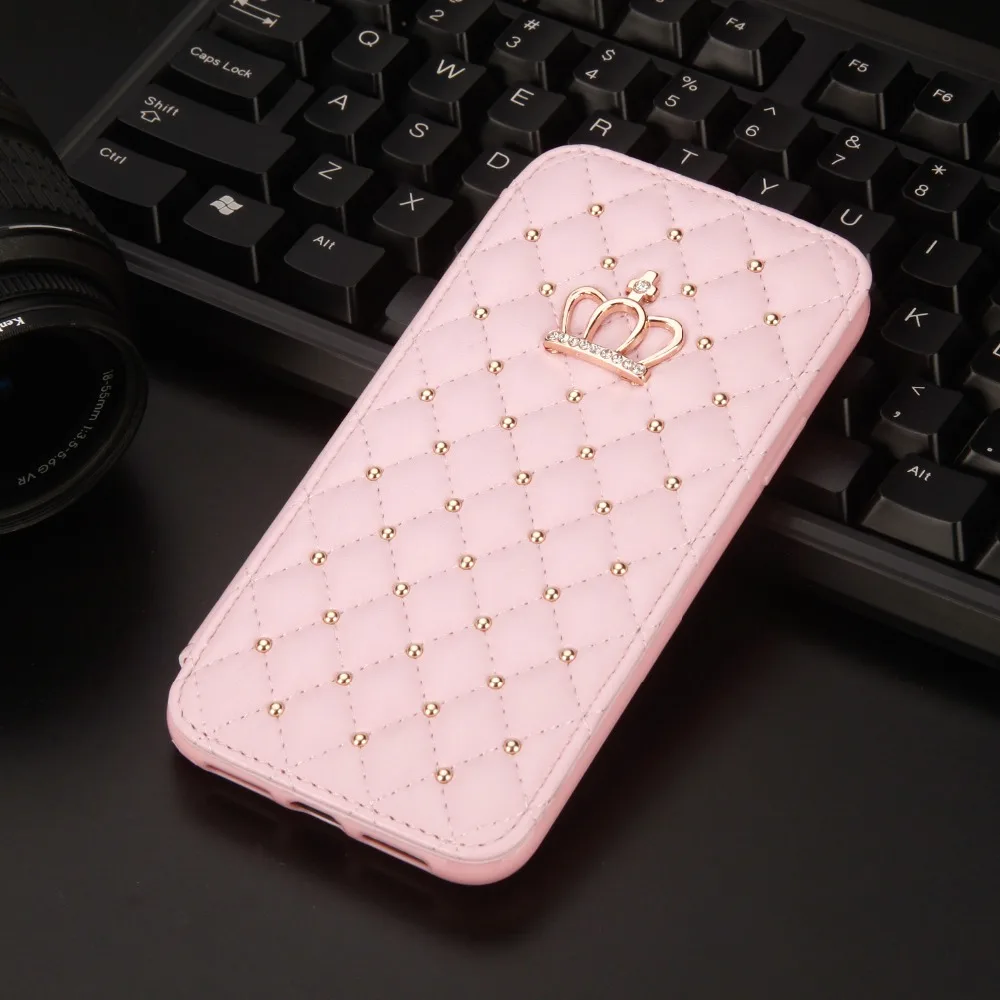 Для iPhone X XR XS Max 6 6S 7 8 Plus чехол с блестящей короной кожаный чехол-кошелек со стразами чехол-книжка с подставкой сумка для мобильного телефона