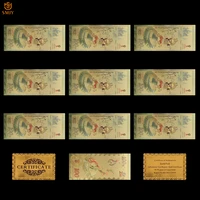 10pcs new product 2018 russia world cup gold banknote 100 rubles in 24k gold plated paper money bill for collection