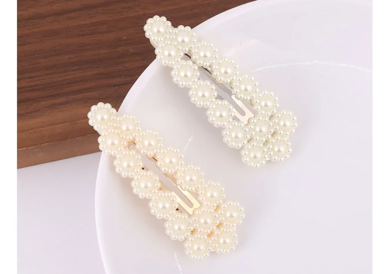 LEADERBEADS, Корейская акриловая заколка с жемчугом, женские элегантные Геометрические золотистые шпильки для волос, аксессуары для укладки волос для девушек