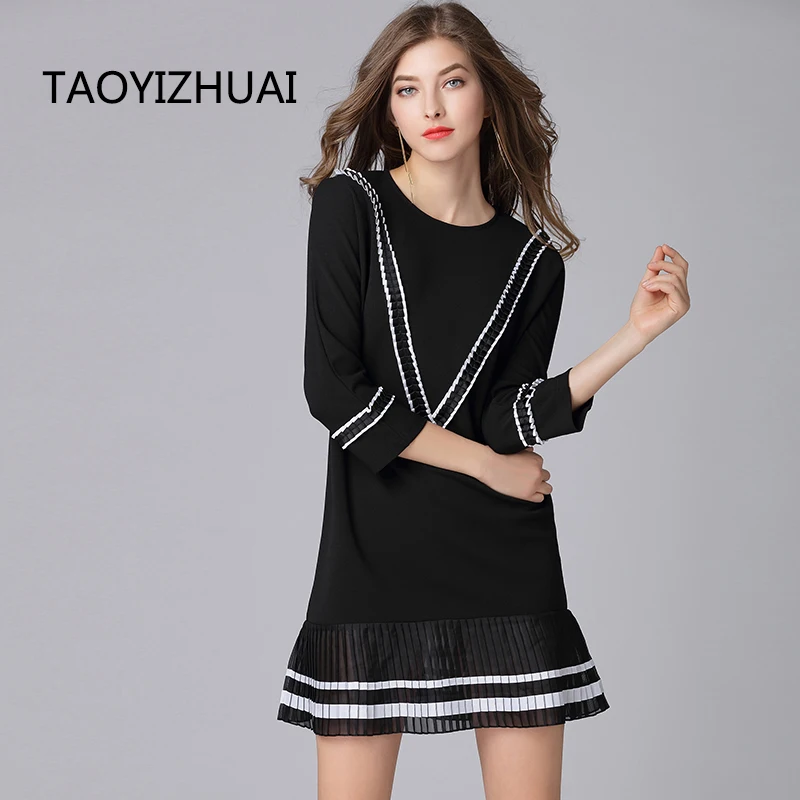 Новое поступление элегантное Стильное женское платье TAOYIZHUAI шифоновое черное
