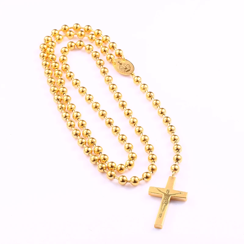 Rosunion Rosary длинное католическое ожерелье с распятиями из нержавеющей стали 6 мм